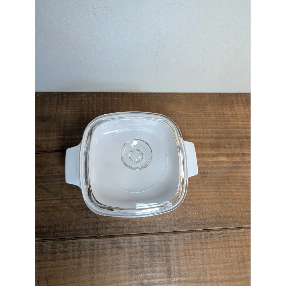 Corning Ware A-1-B 1L White Square Vtg Casserole Dish Pyrex A7C Glass Lid USA